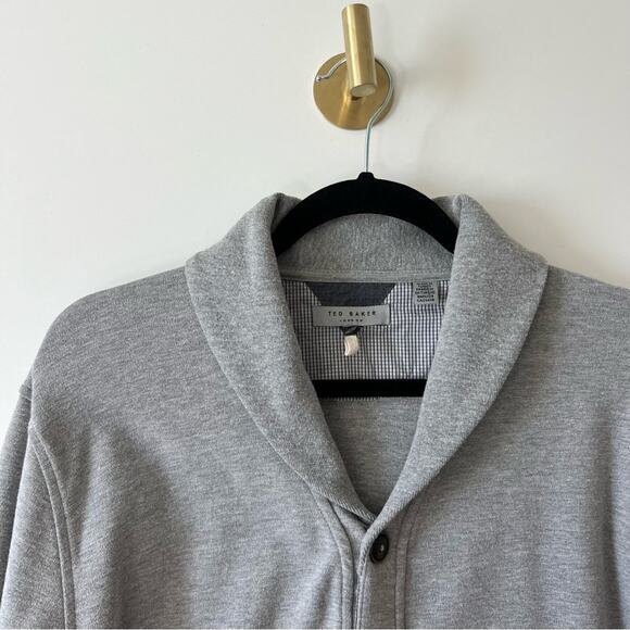 Ted Baker Button Through Classic Collar Cardigan Sweater Grey Mens XL - Picture 6 of 16